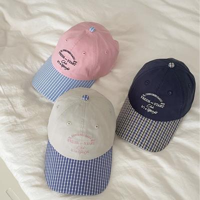 Spring and Summer New Plaid Hat Fashionable Splicing Letter Embroidered Baseball Hat Adult Versatile Casual Baseball Cap Trendy