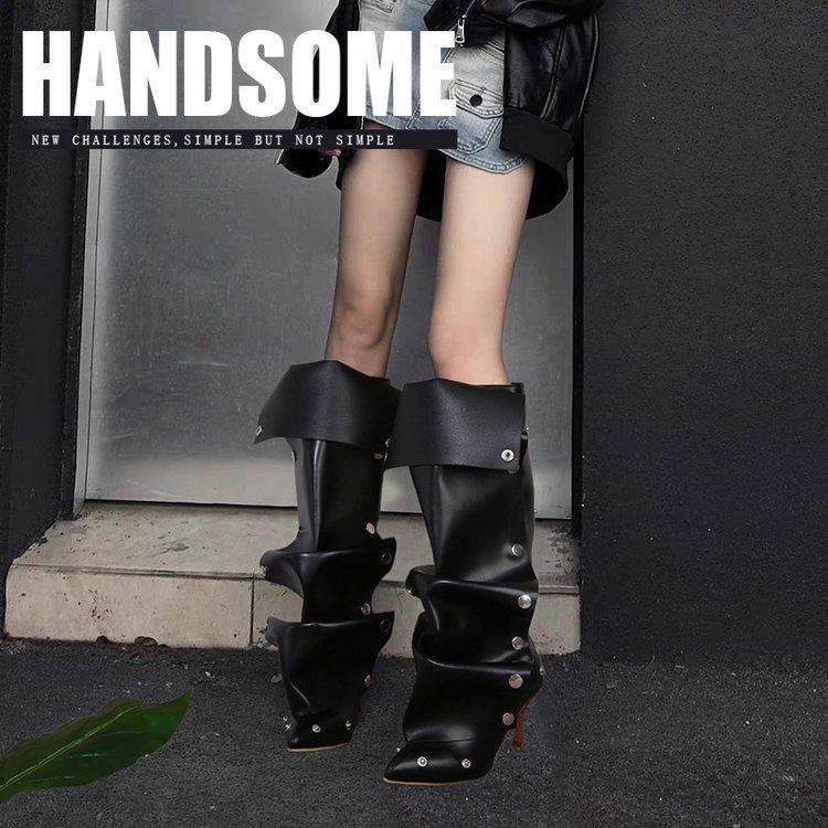 Fashion Designer High Heels Women's High Boots Sexy Pointed Toe Heeled Shoes Autumn 2025 Pumps Chelsea Boots New Trend Goth Woman Boots
