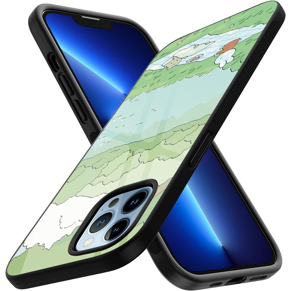 Cartoon Cute Rabbit Case for Iphone 14 13 12 11 Pro Max Mini Xs Xr X 7 8 6s Plus Se 2022 Luxury Tempered Glass Cover Coque Capa