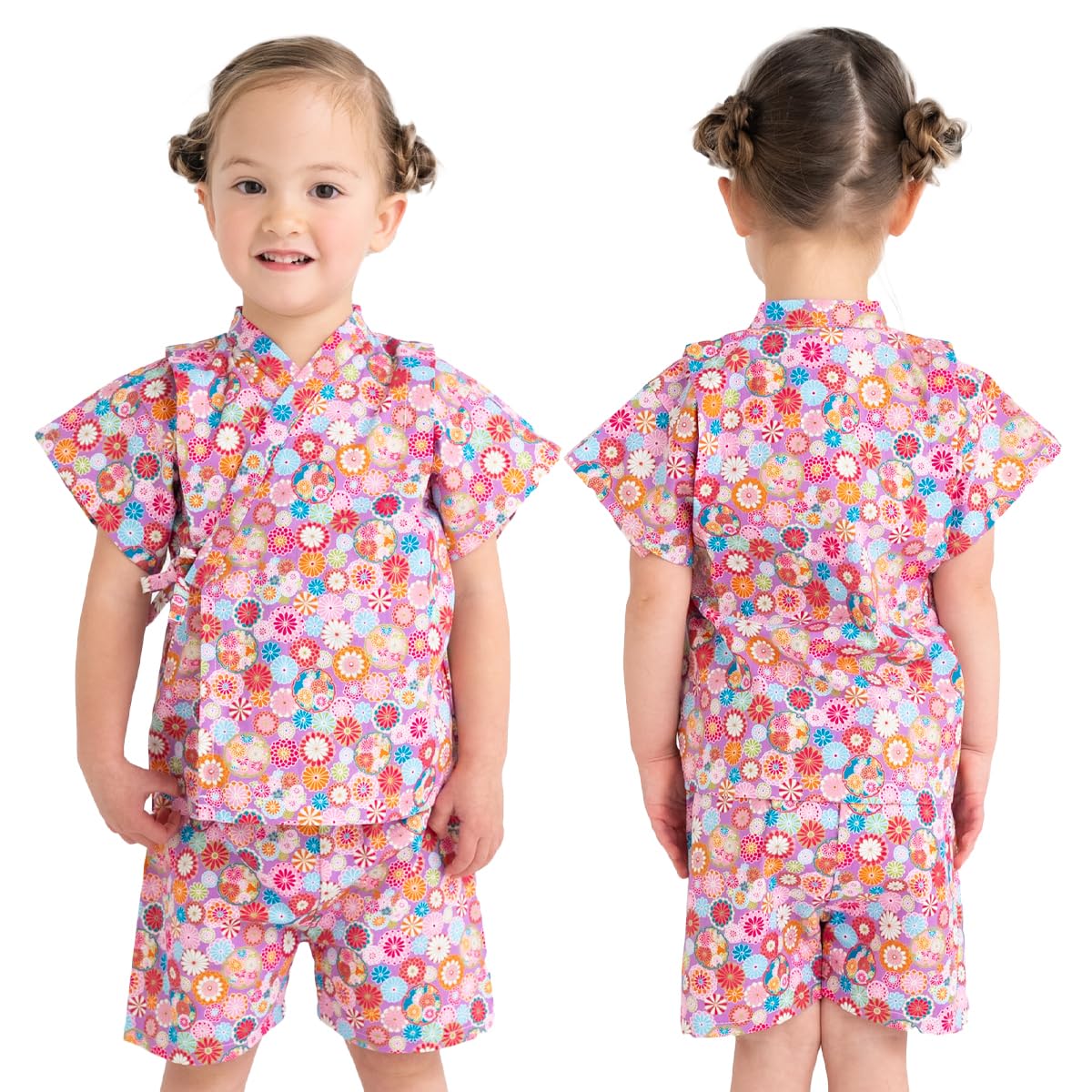 

ZAIDEA Jinbei Pajamas for Baby Made in Cotton Sizes and Perfect for and Yukata Purple Japanese Floral Girls, Japan, Pajamas, 100, 110, 120,
