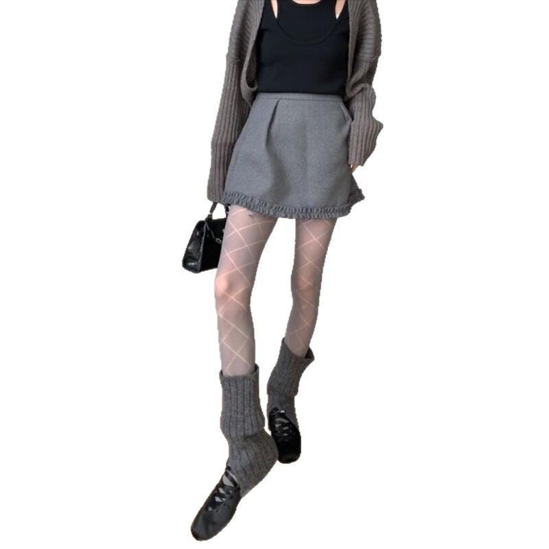 Gray Stockings Children Diamond Slightly Transparent Pantyhose Sexy Thin Black Silk Anti-Hook Silk Fashion High-End Leggings