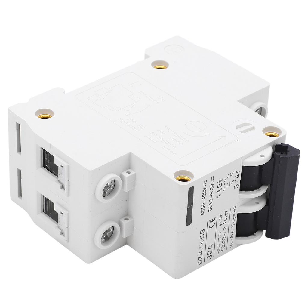 2P Miniature Circuit Breaker DIN Rail Mount Disconnect Switch for Solar System DC12‑400V AC90‑400V 3