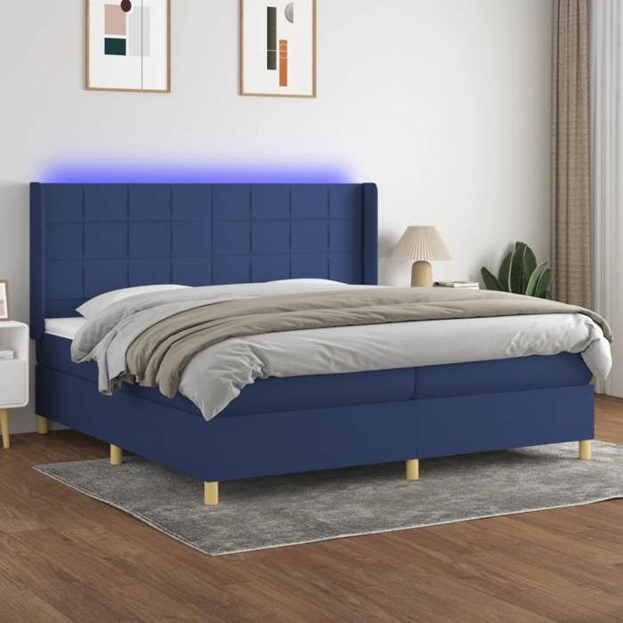 VidaXL Sommier à Lattes de Lit avec Matelas et LED, Lit Rembourré avec Tête de Lit, Lit Double, Lit Adulte de Chambre, 3138907