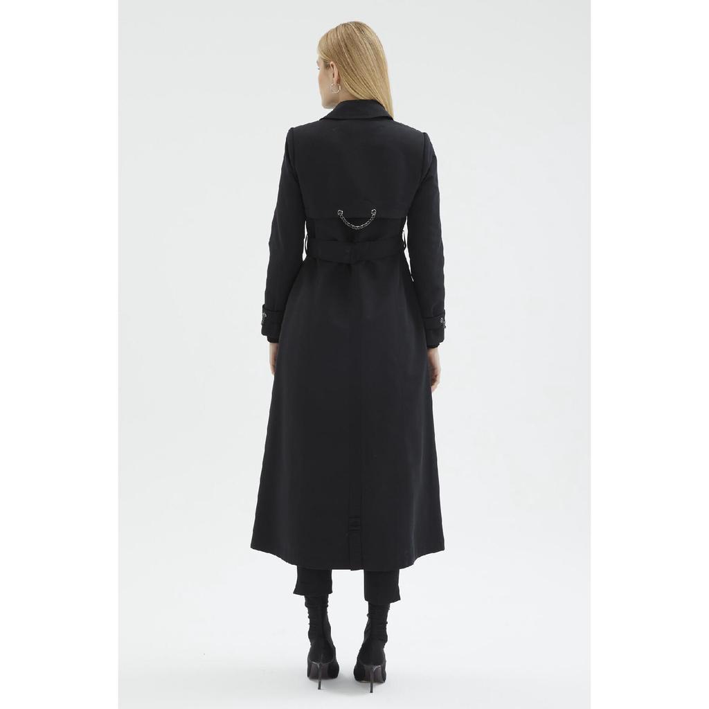 Łańcuszek i pasek Szczegółowy czarny trencz 12615