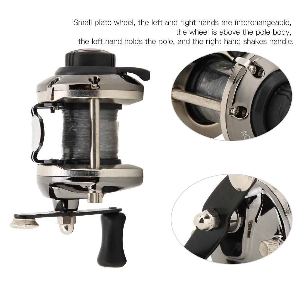 Portable Ice Winter Fishing Reel Small Plate Wheel Lateral Reel with Line Tackleblack