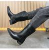 Stivali da Cowboy Western in Pelle Retrò da Uomo, Punta Acuta, Taglia Grande, Tacco in Legno, Stile Cavaliere.