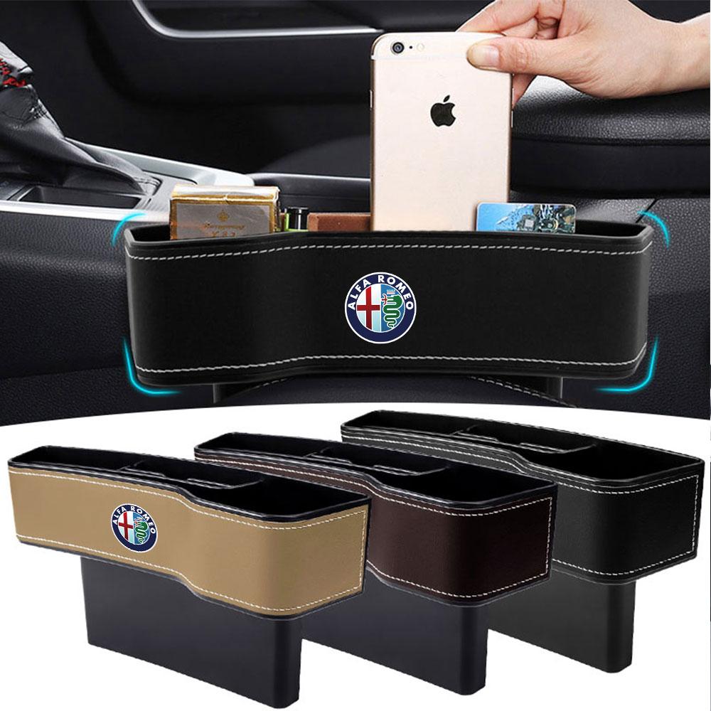 FVLBG1 Leather Car Seat Gap Storage Box Seam Filler Organizer Auto Accessories For Alfa Romeo 159 Giulietta Giulia 147 156 Mito Stelvio