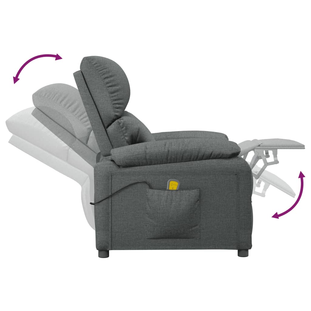 Vidaxl Armchair With Massage, Dark Gray, Fabric