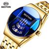 2021 Bestwin Sport Chronograph Wristwatch for Men Casual Gold Quartz Watch with Leather Band Cartoon Style