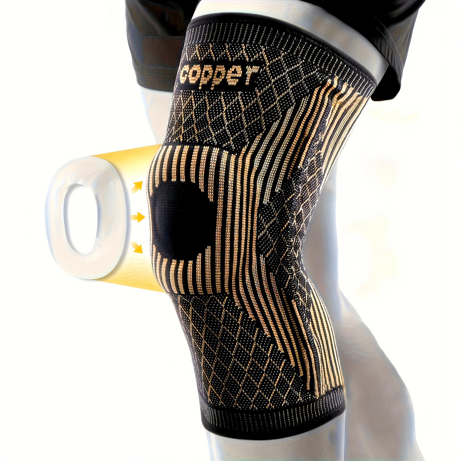 1 Pack Copper Ion Sports Knee Pads Spring Support Silicone Anti-Collision Breathable Non-Slip for Basketball Running Fitness XXL