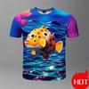 3D Print Cartoon Puffer Fish Graphic Fashion Boys Girls Summer Short Sleeve New Comfortable Soft Children's T-shirts