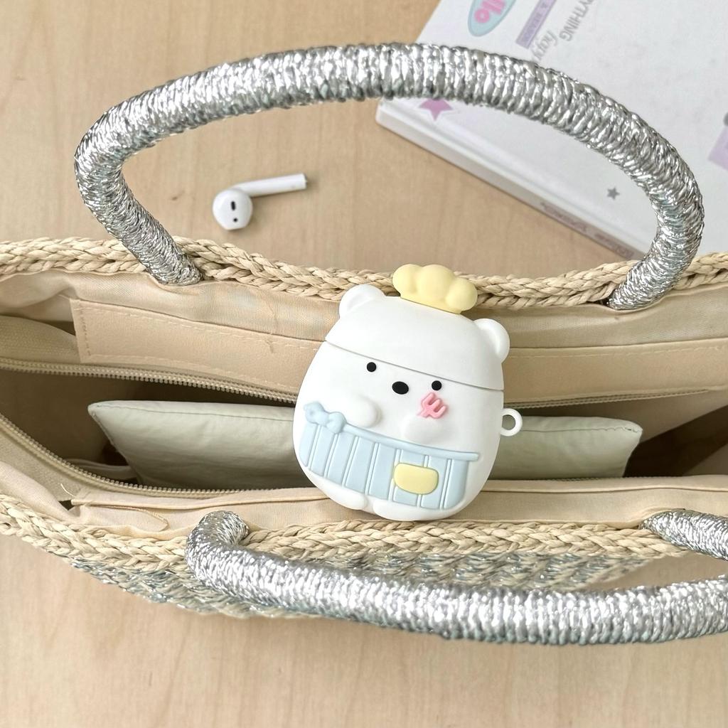 Cute chef bear applies apple AirPods1 bluetooth headset cover 1/1/1 generation pro silicone cartoon fun