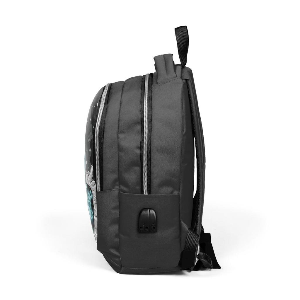 Tříkomorový USB školní batoh Coral High Kids Dark Grey Black se vzorem dinosaura 23420