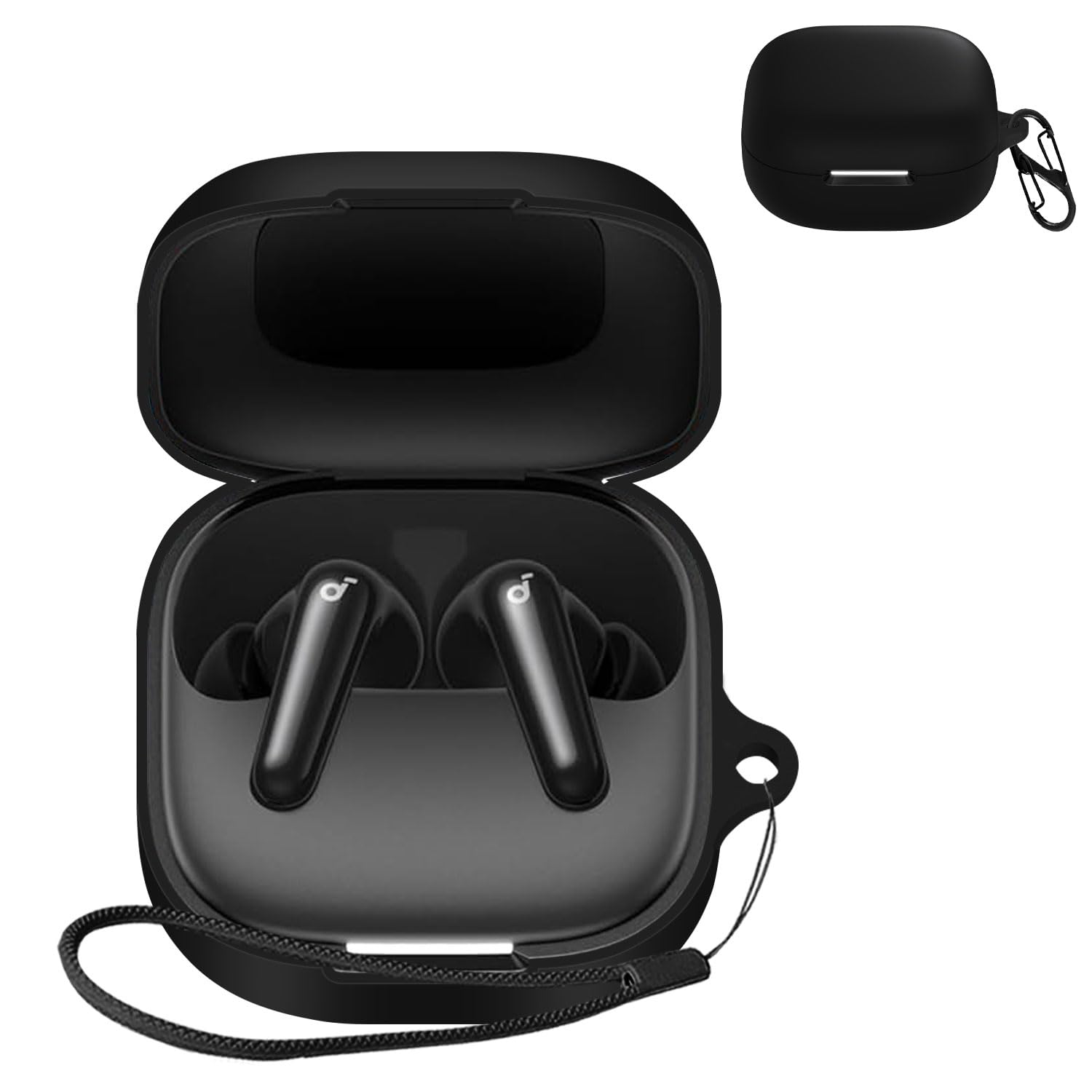

Чохол Anker Soundcore P31i з м якого силікону, спортивний, крутий, м який чохол, захист від падінь [HVUYAL] Гачок проти втрати, легкий, стійкий до подряпин, чорний