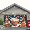 2D flat banner 1PC Christmas milk tea cake gingerbread man pattern garage door curtain, large outdoor fabric decoration