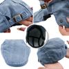 Retro Denim Newsboy Cap Adjustable Forward Flat Hat, Casual Versatile Face Slimming Artist Beret Hat for Men Women
