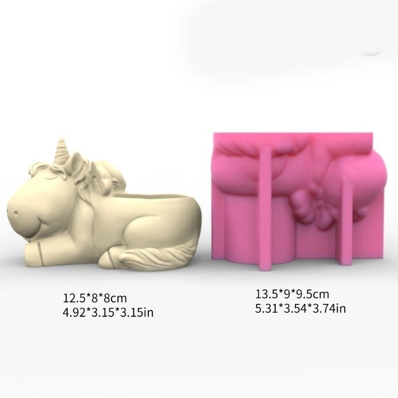 Unique Unicorns Flower Pots Mold 3D Animal Vase Silicone Mold Succulent Planter Ornaments Flowerpot Mold DIY Craft Decor