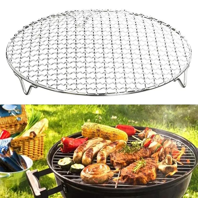 Stainless Steel Round Bbq Net Grill Mesh Roast Nets Bacon Grill Tool Iron Nets Non-Stick Bbq Mat Grid Outdoor Barbecue Accessory