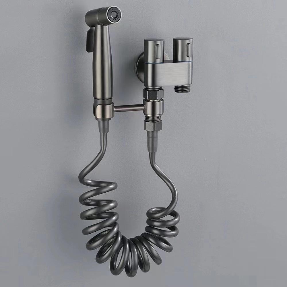 Toaletní bidetová sprcha Dvojitý ovladač Jeden vstup Dva výstupy Baterie Splachování Dámská mycí sprcha Splachování Koupelna Nerezová ocel