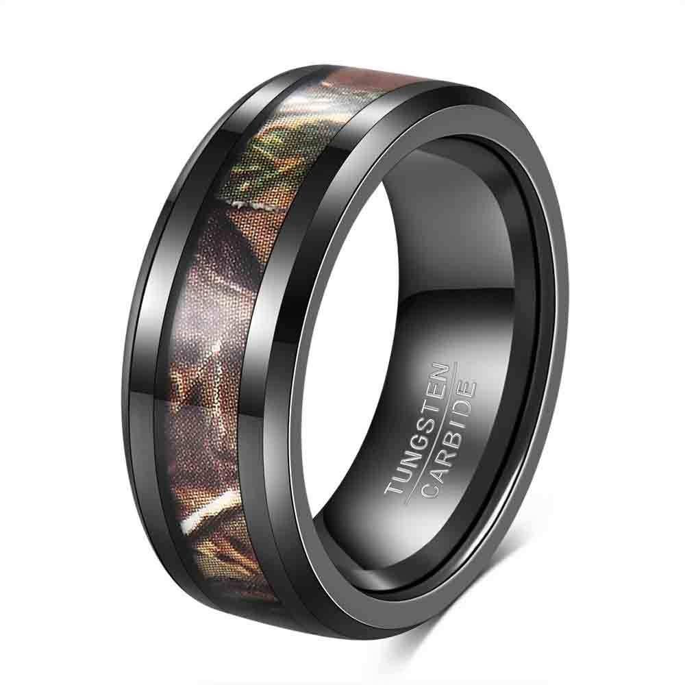 8MM Tungsten Steel Marble Pattern Ring Simple Stylish Unisex Fashion Wedding Band Durable Comfort Fit Jewelry Gift