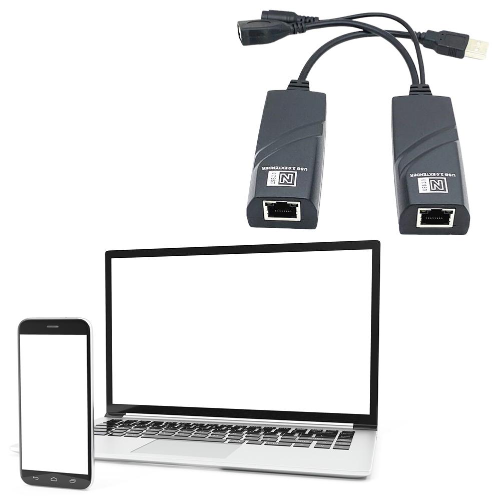 USB 2.0 Extender To RJ45 with Power Adapter Ethernet Extension Cable Connections Up To 100m for Camera Mouse Keyboard