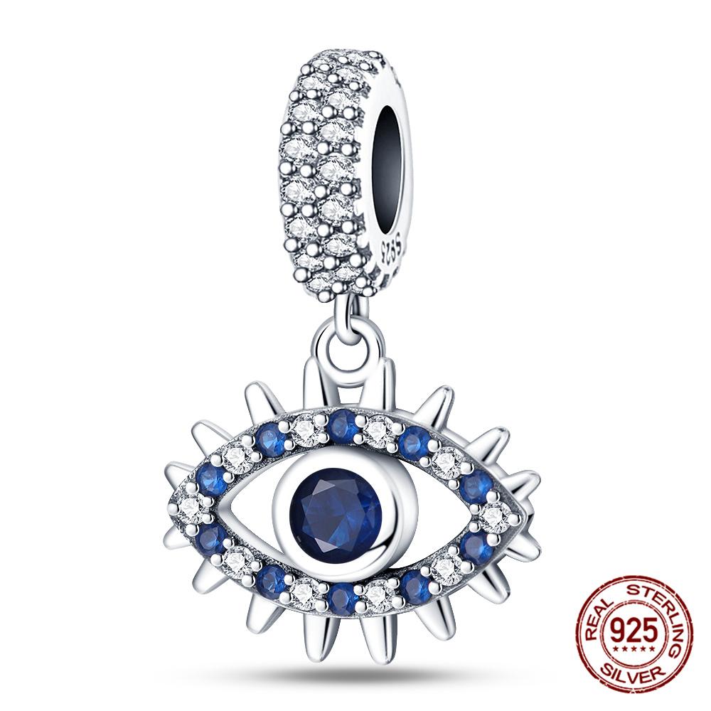 Original 100% Copper Blue Zircon Devil Eye Series Charms Fitoriginal Bracelet Diy Jewelry Making Women Gift