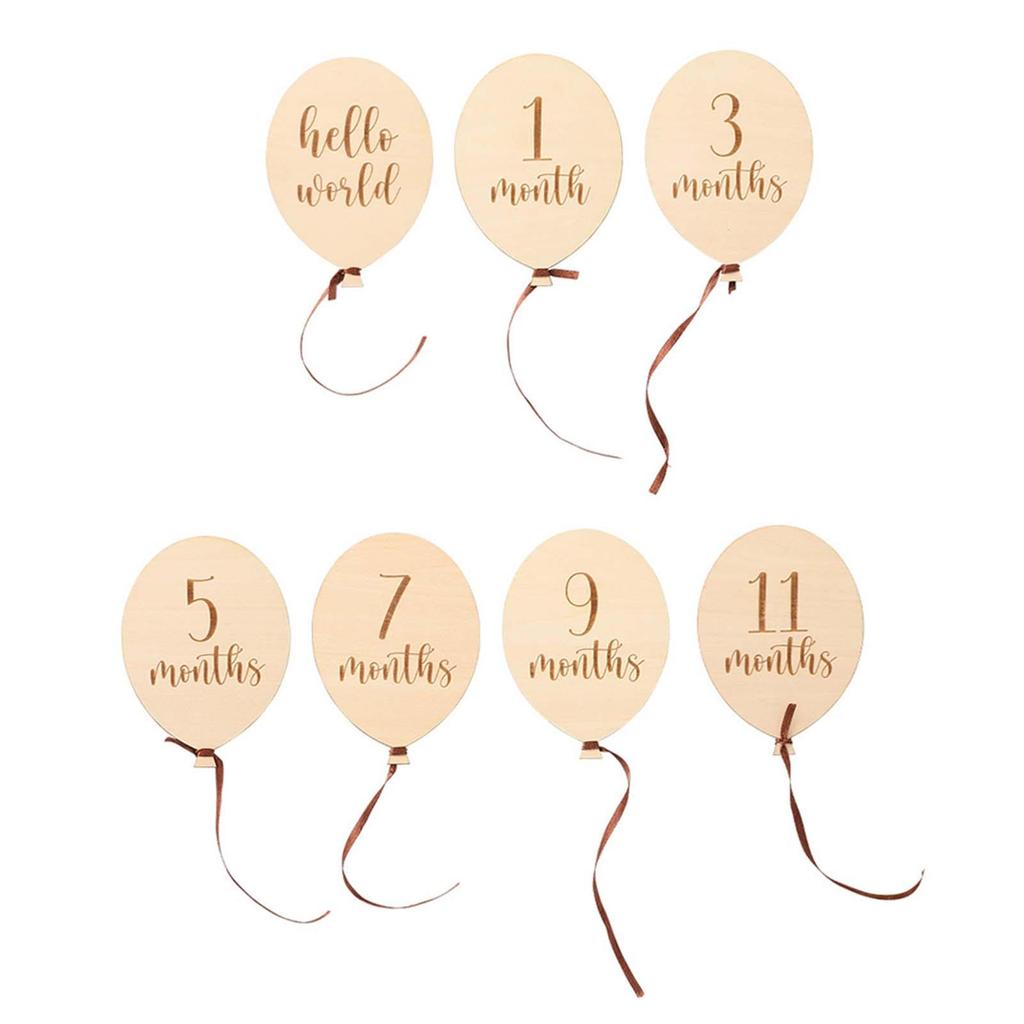 Monthly Balloons, Wooden Party Supplies, Photo Props, Toddlers, Boys,
