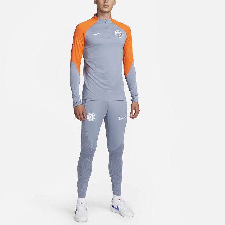 Nike Inter Milan Strike Third Retro Logo Embroidered Color Block Knitted Long Sleeve Football Shirt Men Tops Gray White DZ0841-493