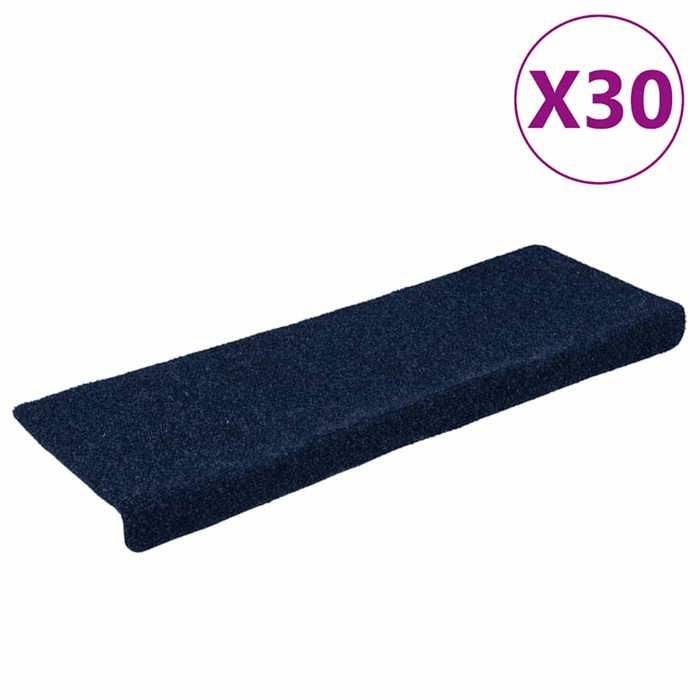 VidaXL Self-adhesive Stair Treads 30 Pieces 65 X 21 X 4 Cm Navy Blue Rectangular Edge 3365701