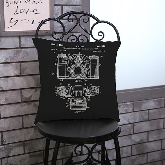 Simplism Style Design Black White Cushion Cover Sketch Bicycle Guitar Vintage Motorbike Print Sofa Decoration Throw Pillow Case