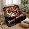 Stoke City FC Custom Name Text Flannel Blanket Soccer Logo Personalized Fleece Throw Blanket Special Gift For Sofa Bedroom Home