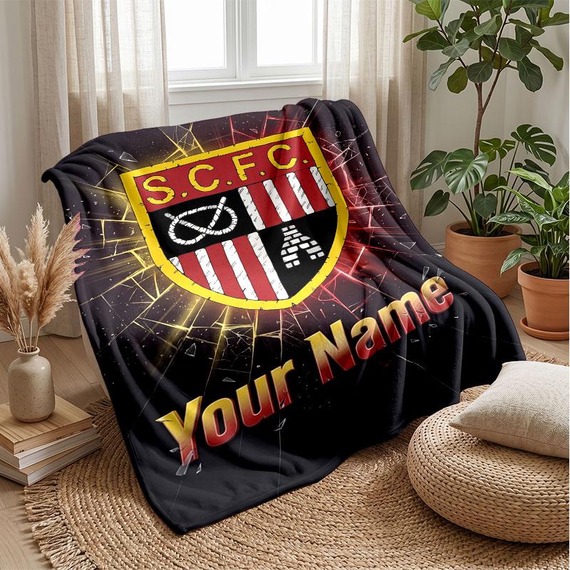 Stoke City FC Coperta in Flanella con Nome Personalizzato Logo Calcio Coperta in Pile Personalizzata Regalo Speciale per Divano Camera da Letto Casa