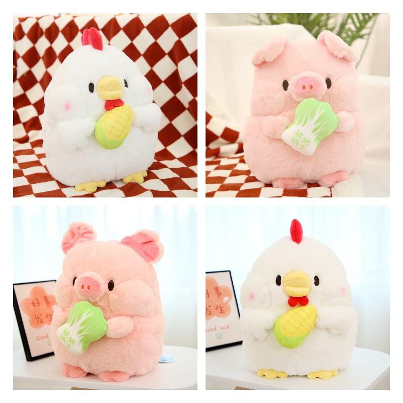 Cute Plush Pig And Chicken Dolls With Pp Cotton Filling For Girls' Birthday Gifts