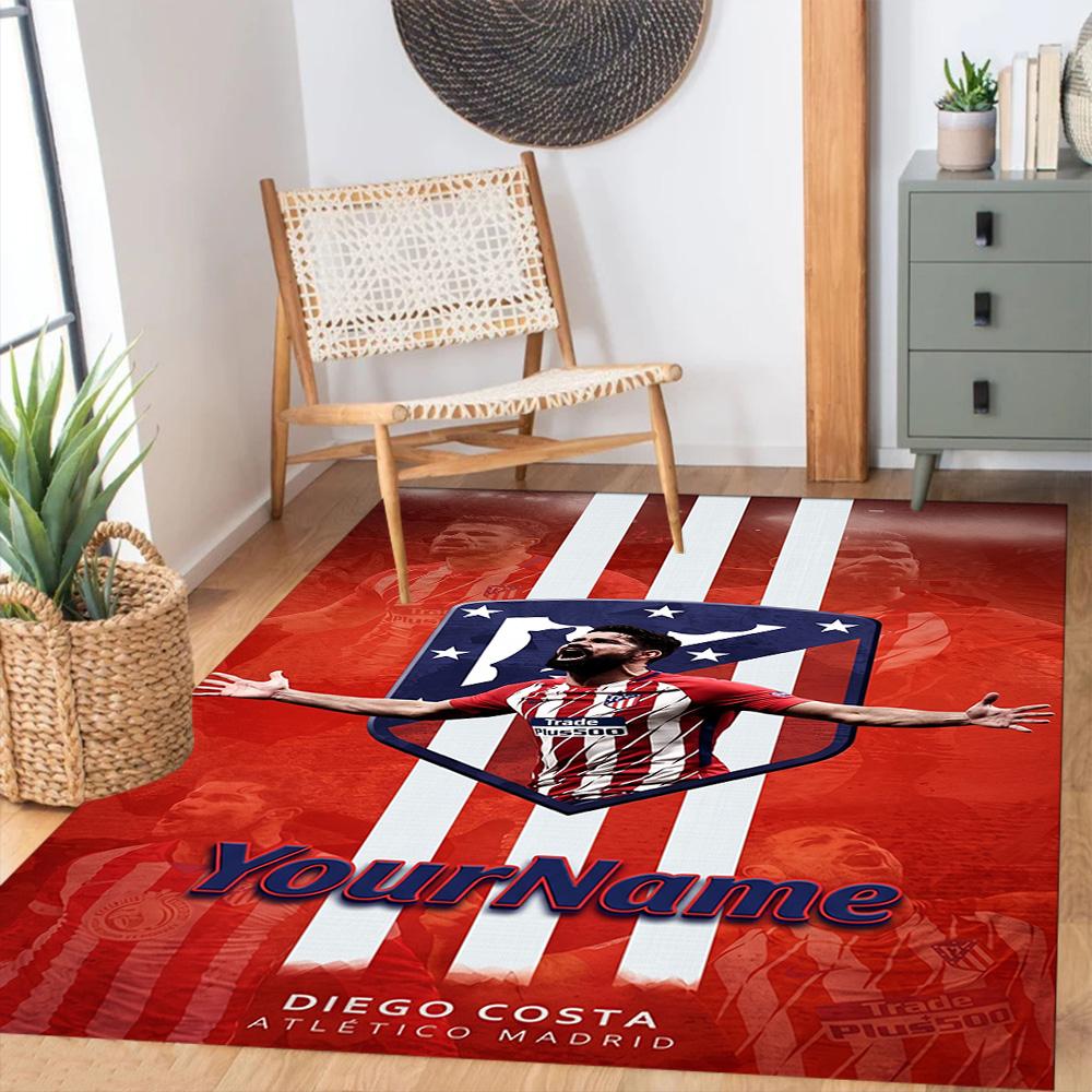 Atletico Madrid Customized Name Carpet Perfect for Foyer Game Room Balcony Dormitory Antislip Carpet Anime Office Decor Gift for Festivals