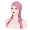 New Shimmer Pre-Tied Hat Women Muslim Hijab Turban Long Tail Headscarf Beanies Bonnet Hair Loss Chemo Cap Head Wrap Bandanas