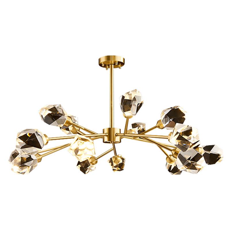 Modern Luxury Chandelier: Copper Crystal Design for Living Room & Bedroom