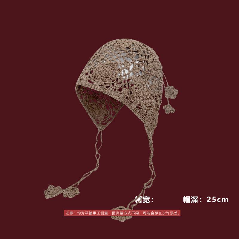Hollow Pearl Pendants, Handmade Wrapped Hats, Women's Ethnic Style Knitted Pullover Hats, Vintage Large Toe Pile Hats
