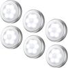 Motion Sensor Light, Cordless Battery Operated LED Night Light (Silver - White Light - 6 Pack)