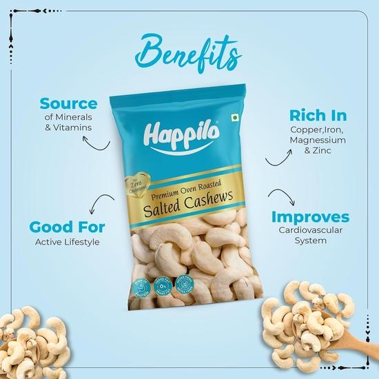 Happilo Premium Roasted and Salted Cashews 35 G | Freshly Oven Roasted | Premium Kaju Nuts | Nutritious, Crunchy & Delicious