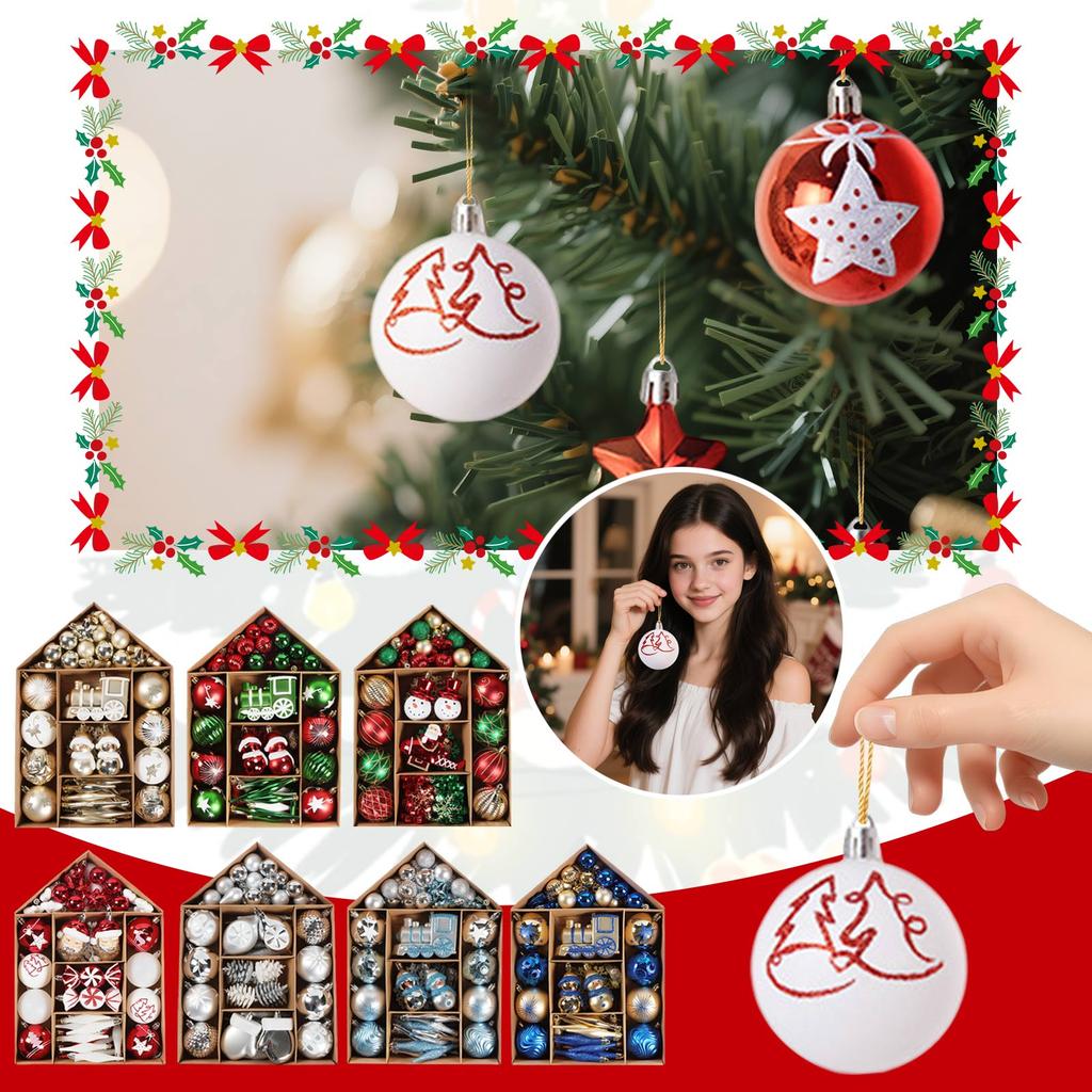 70% Painted Christmas Decorative Christmas-shaped Christmas Tree Ornaments, Electroplated Christmas Ball Set