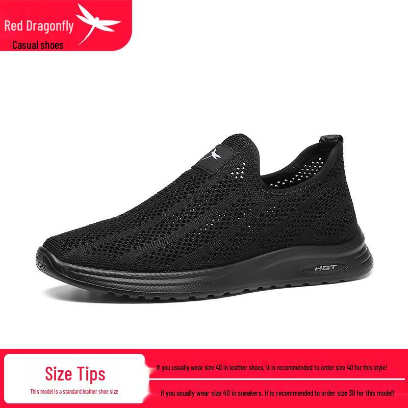 Red Dragonfly Men s Breathable Mesh Slip-On Shoes - Lightweight, Summer, Anti-Odor 42