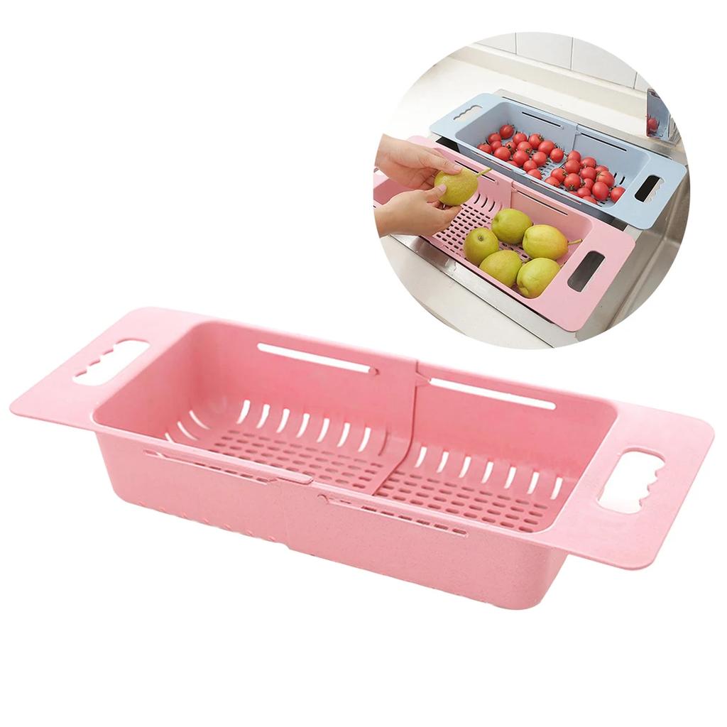 Plastic Vegetable Washing Basket Retractable Adjustment Fruit And Vegetable Basket Collapsible Sink With Handle Kitchen Supplies