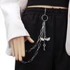 Wisiorek Skrzydła Serca Metalowa Kłódka Podwójna Warstwa Hip Hop Rock Spodnie Łańcuch Akcesorium