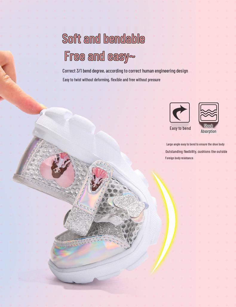 Mesh Girls' Summer Sneakers - Hollow, Breathable, Trendy Princess Shoes for Little Girls