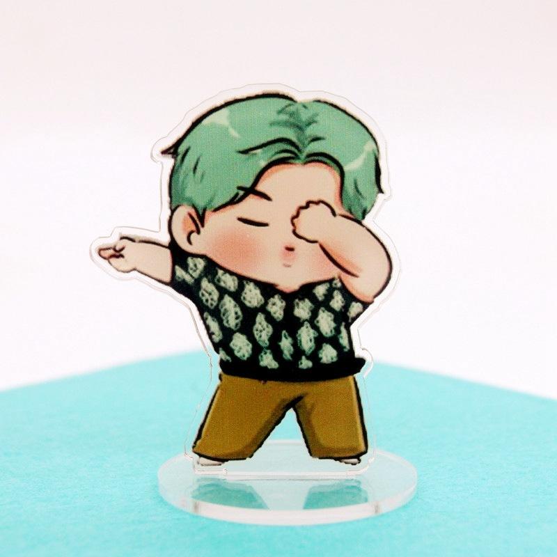 7pcs BTS 10cm Cute Cartoon Acrylic Standee, Bangtan Boys Casual Outfit Cartoon Figure Display, Kpop ARMY Fans Desk Decor
