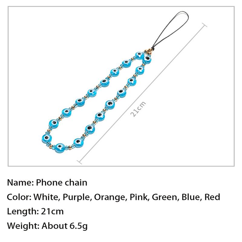 Fashion Evil Eye Phone Chain Resin Beads Mobile Phone Strap Colorful Mobile Phone Charm Accessories Jewelry for Women Girls