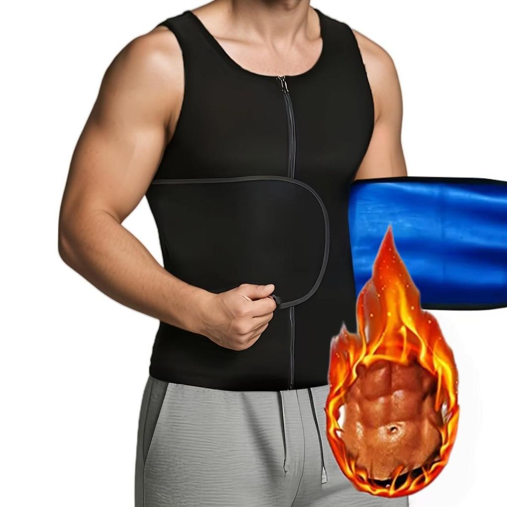 Men's Sauna Sweat-Wicking Zipper Vest and Waist Shaper