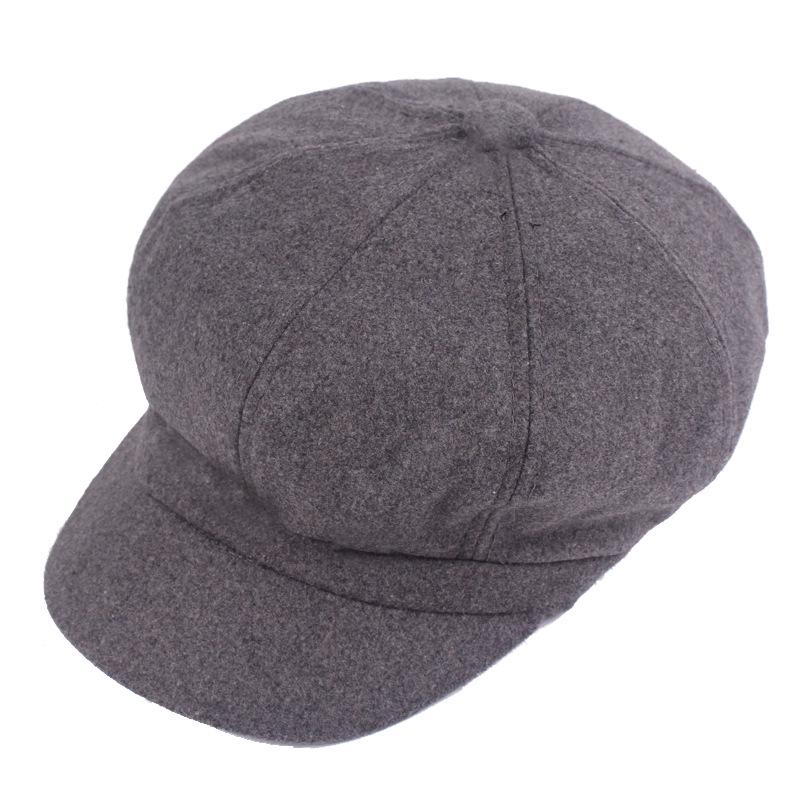 Woolen Octagonal Hat Women's Autumn Winter Hat Painter's Hat Retro Beret Newsboy Cap