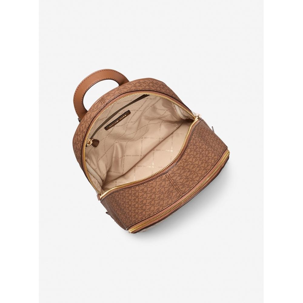 Michael Kors Rhea Zip Backpack Medium   Mk Signature 35s5grab6v3117 Camel Multi