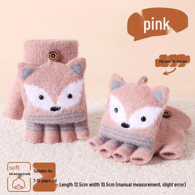 

Уютные варежки без пальцев из шерсти с откидным верхом «Маленький лисенок» для детей For Ages 7-9